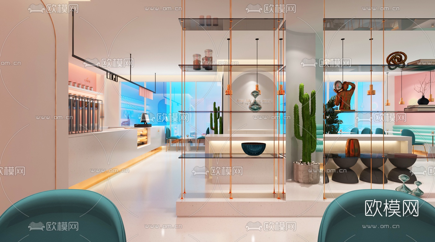 现代网红咖啡店3d模型