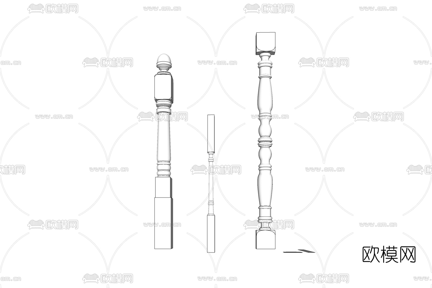 简欧楼梯免费su模型下载