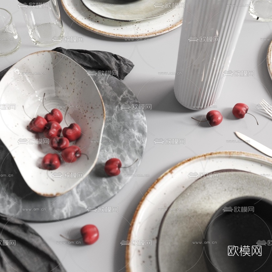 北欧简约餐具3d模型下载（渲染图2）