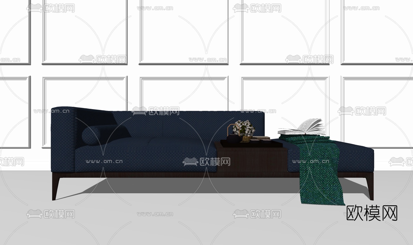 现代布艺贵妃椅su模型下载