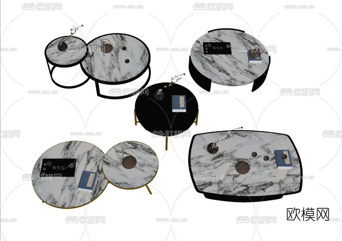 现代轻奢茶几su模型下载