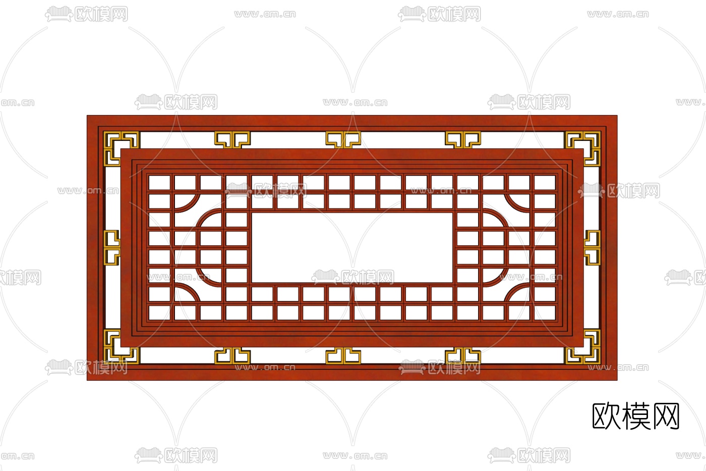 新中式实木窗格免费su模型下载