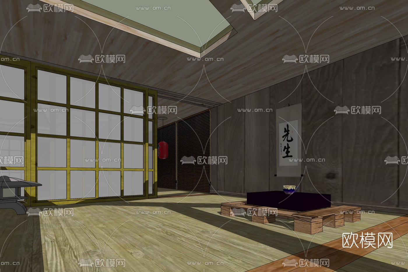 日式茶桌椅免费su模型下载