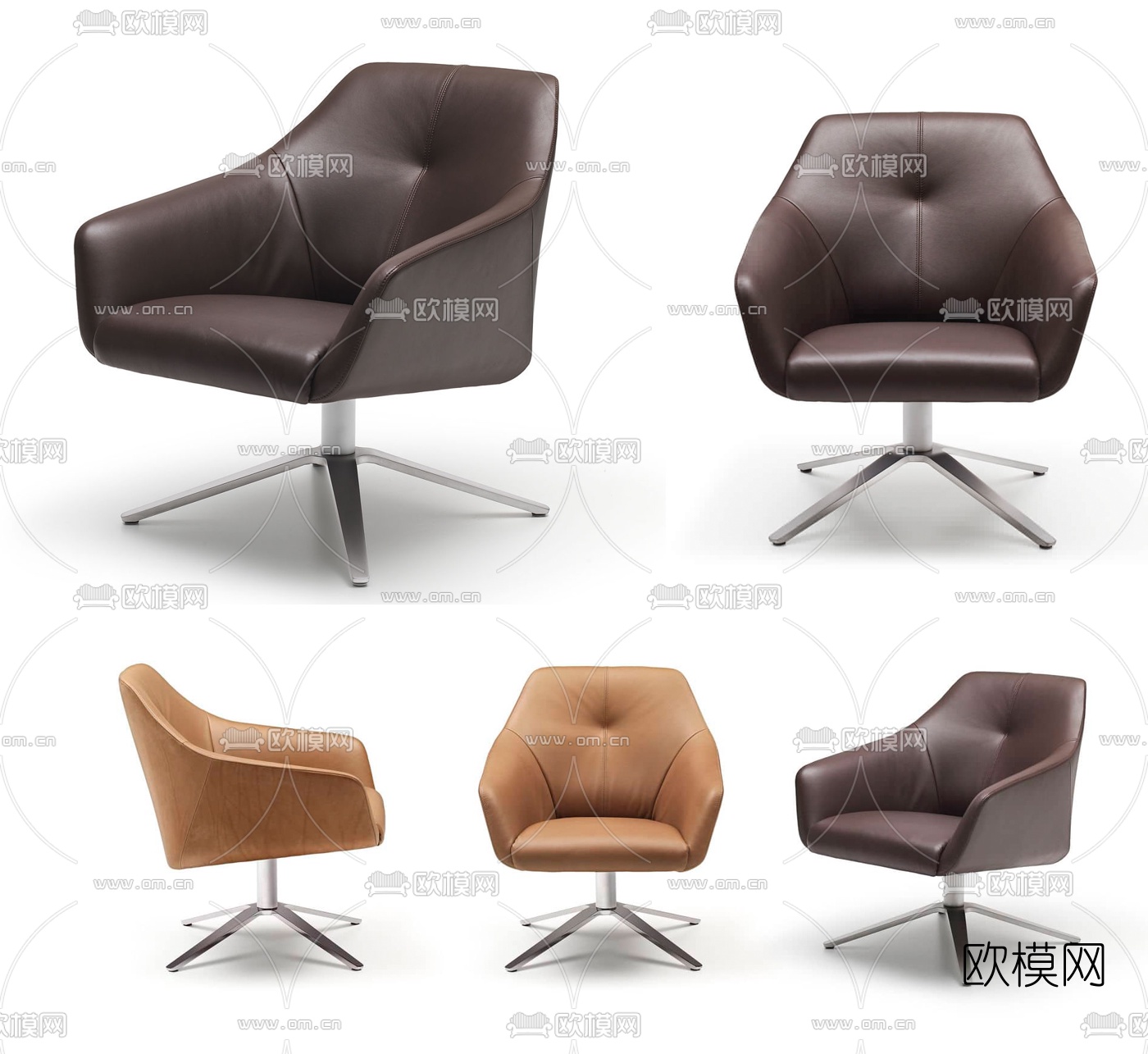 现代皮革办公椅会议椅3d模型下载