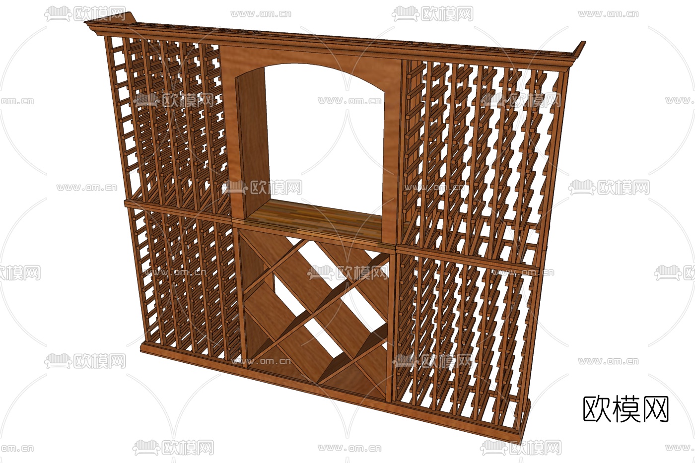 现代实木酒柜免费su模型下载
