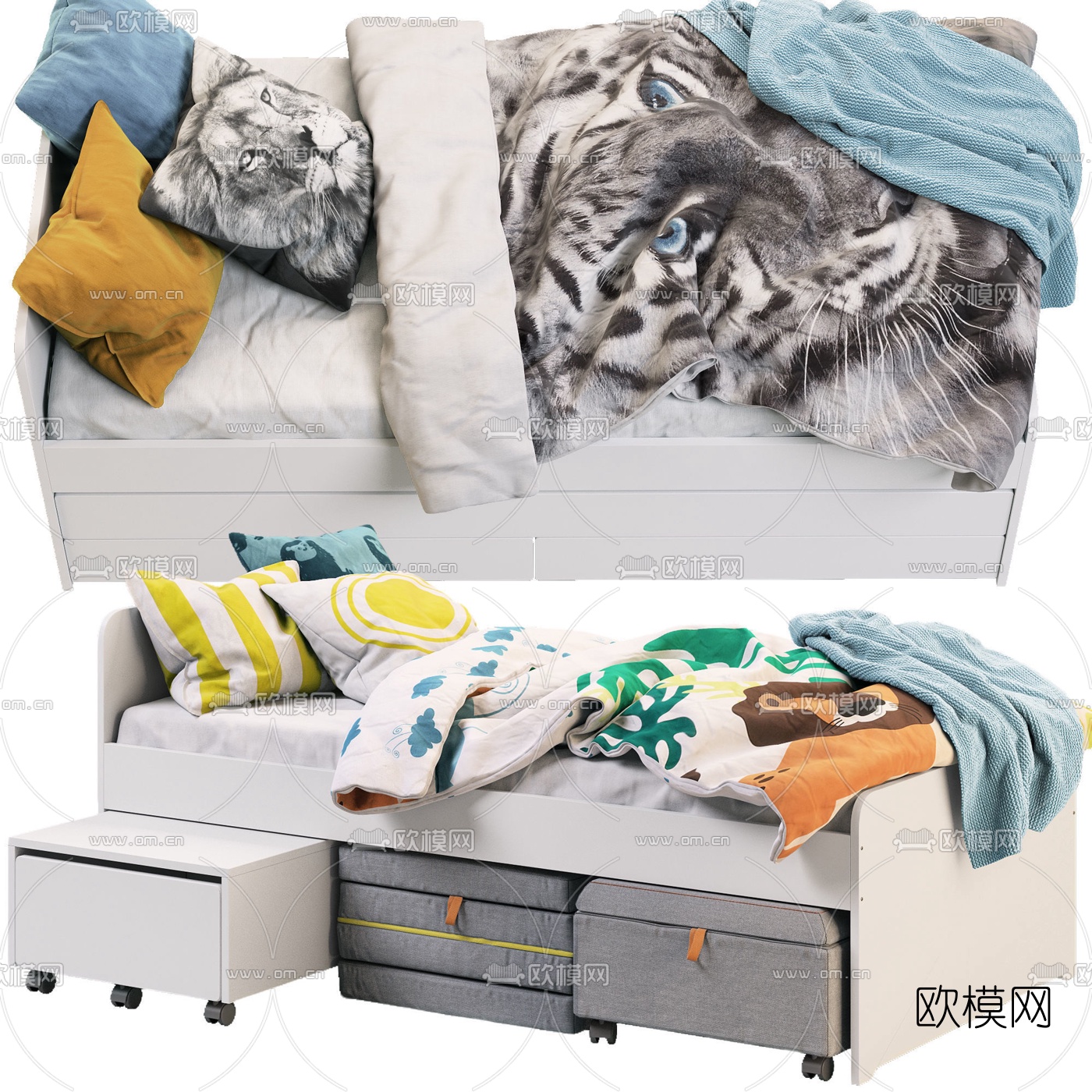 现代宜家多功能沙发床3d模型下载（渲染图4）