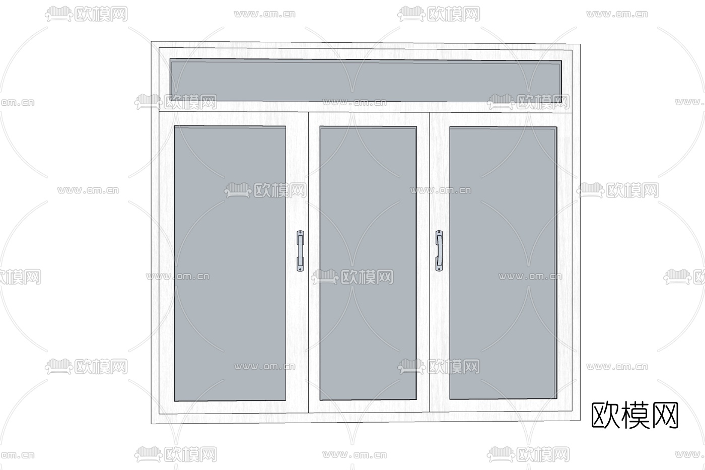 现代玻璃落地窗免费su模型下载