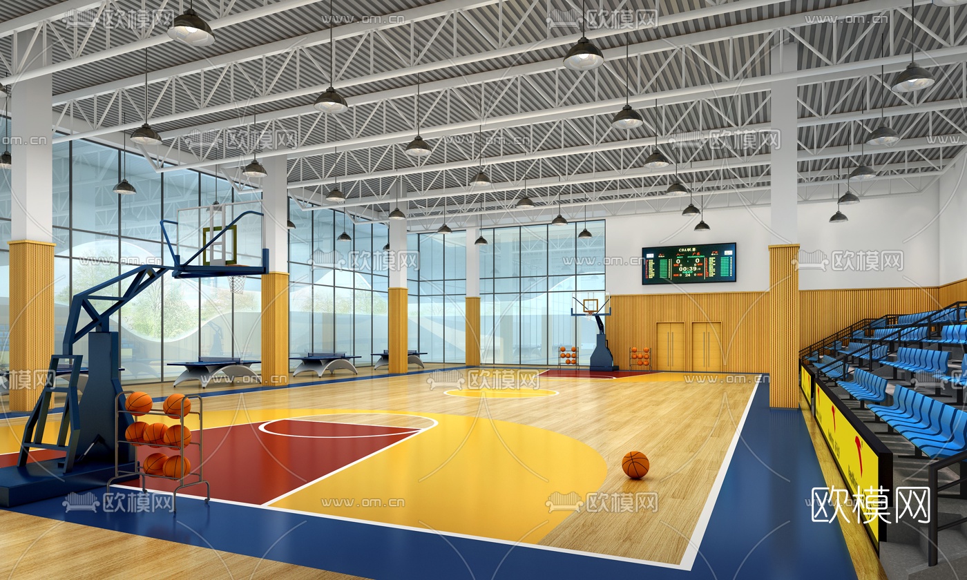 现代篮球馆3d模型下载
