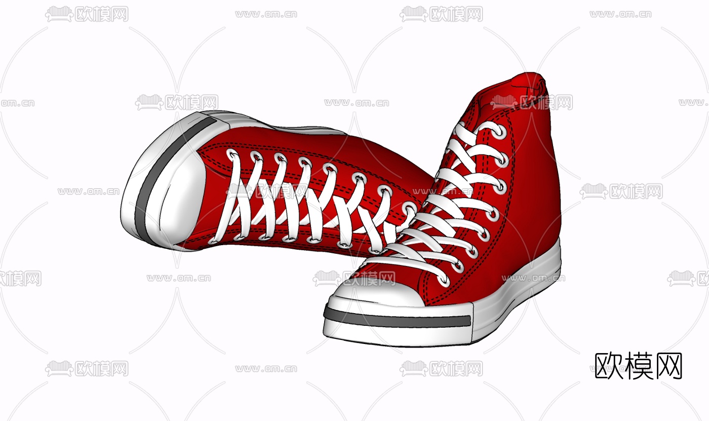 现代帆布鞋免费su模型下载