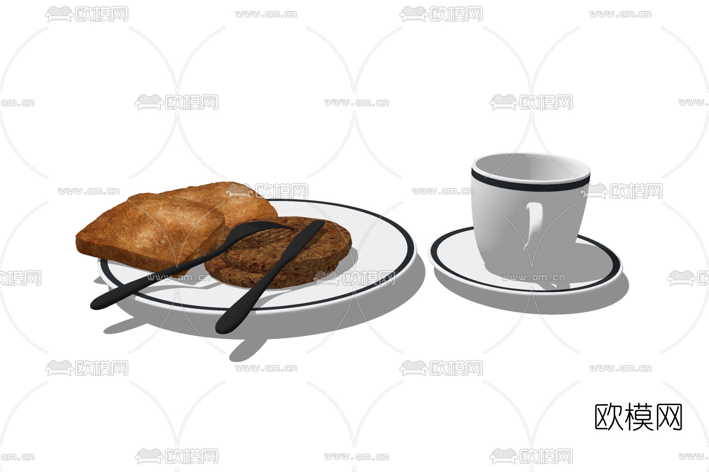 现代面包食物免费su模型