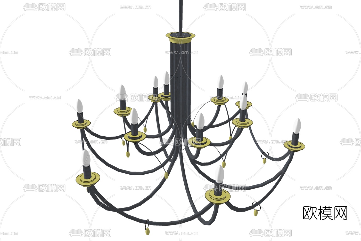 欧式烛台吊灯免费su模型下载