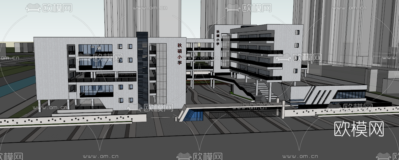 现代学校su模型下载（渲染图1）