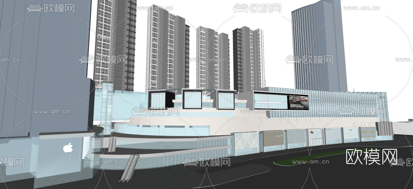 现代商住综合楼su模型