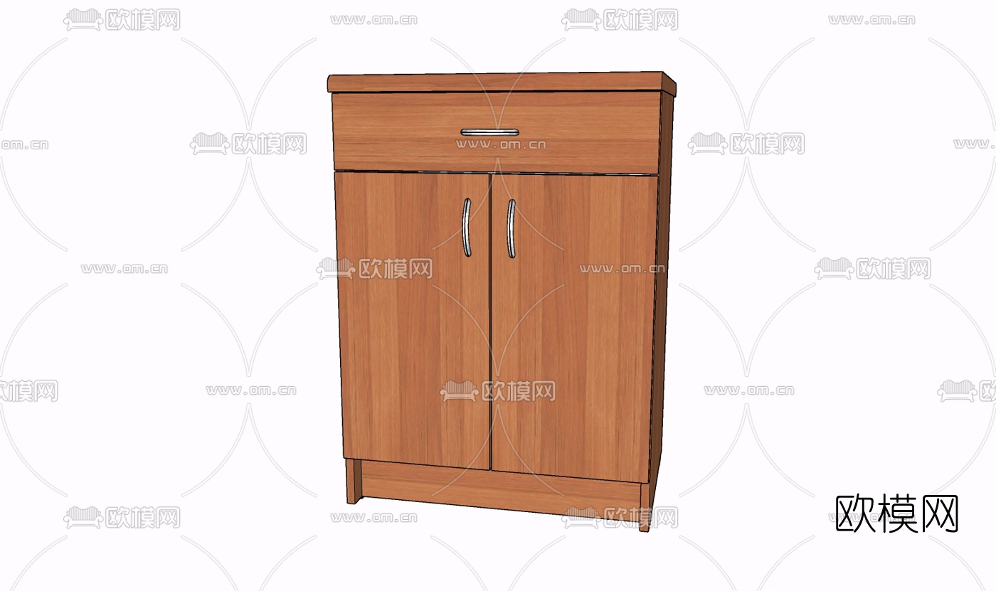 现代实木鞋柜免费su模型下载