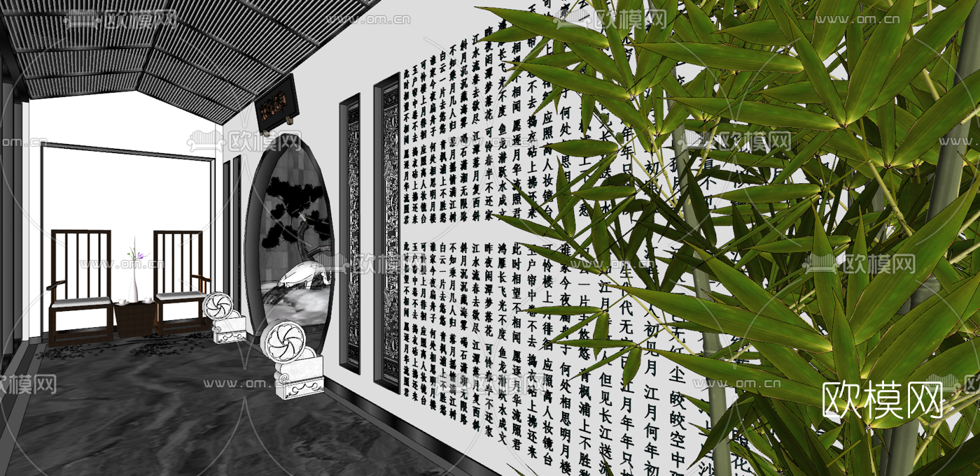 新中式徽菜主题餐厅su模型下载（渲染图5）