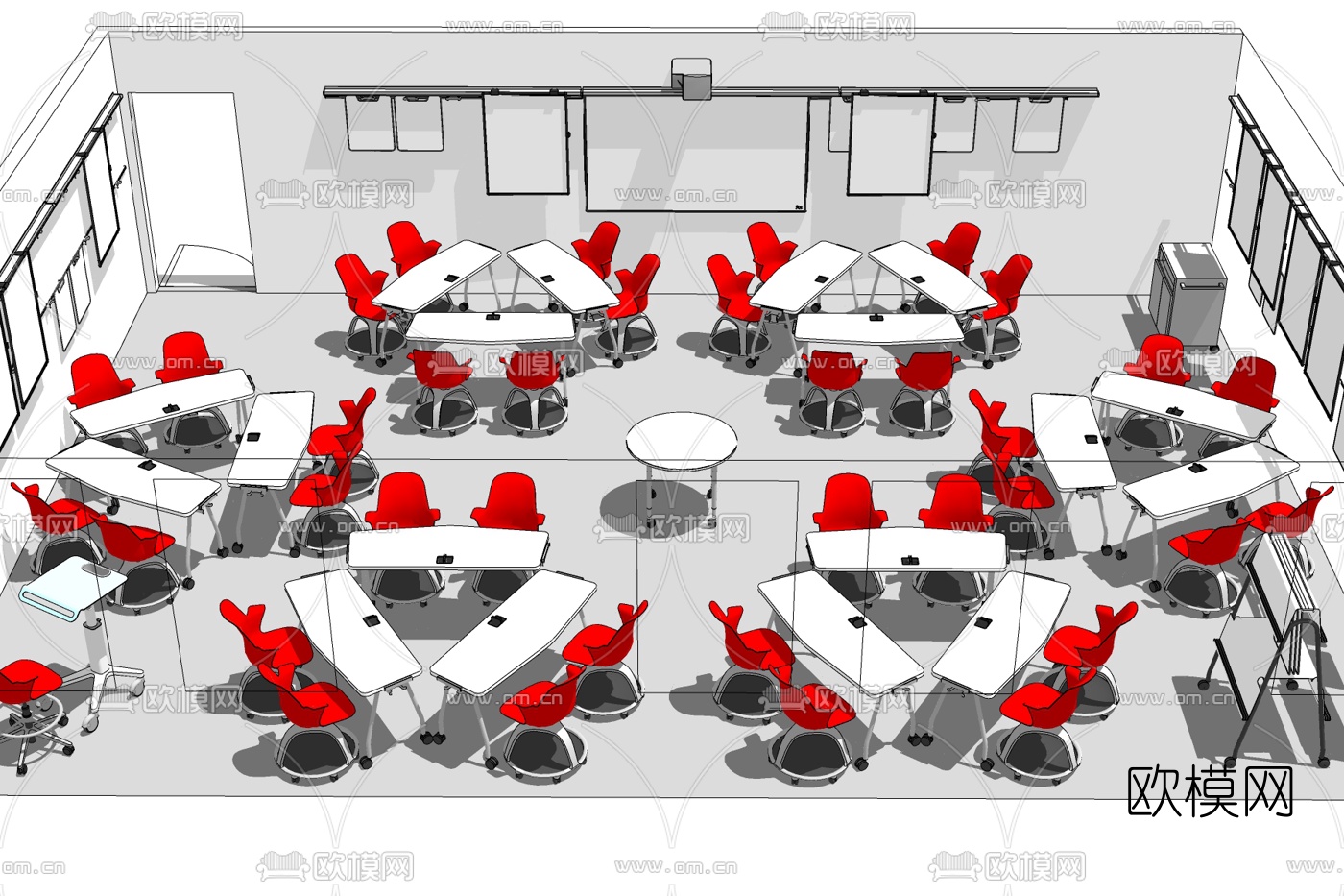 现代会议室免费su模型下载