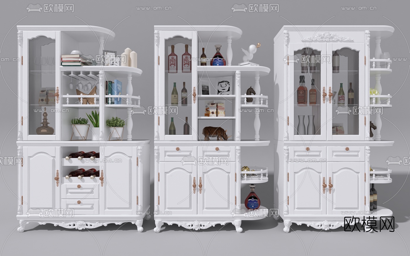 欧式多功能酒柜3d模型