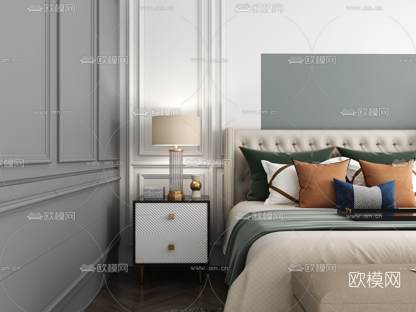北欧主人房卧室3d模型下载（渲染图2）