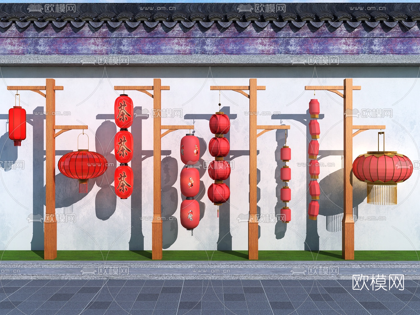中式灯笼红灯笼3d模型