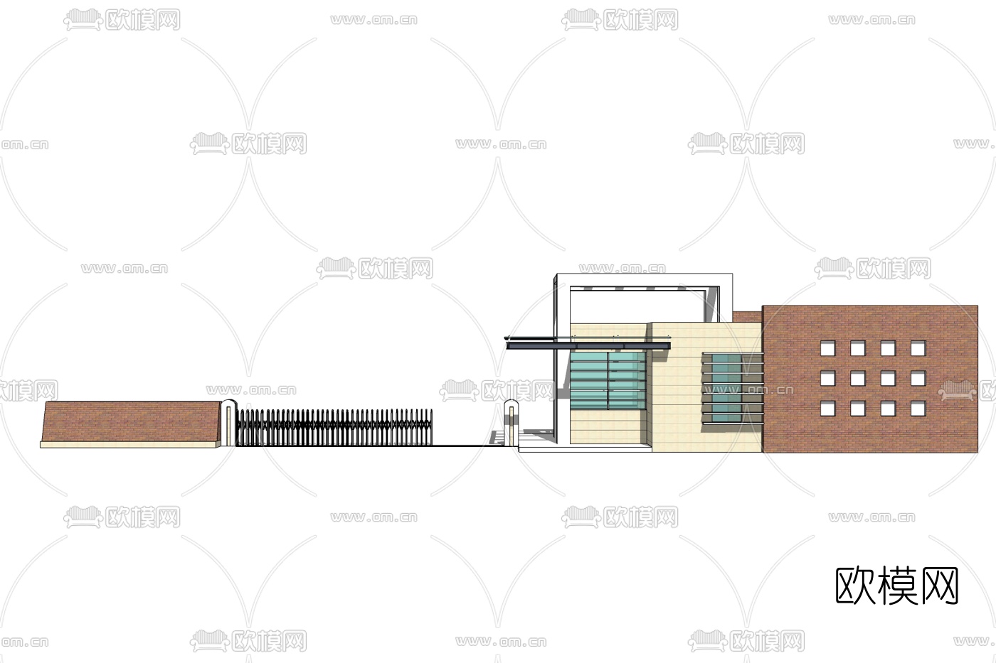 现代学校入口免费su模型下载