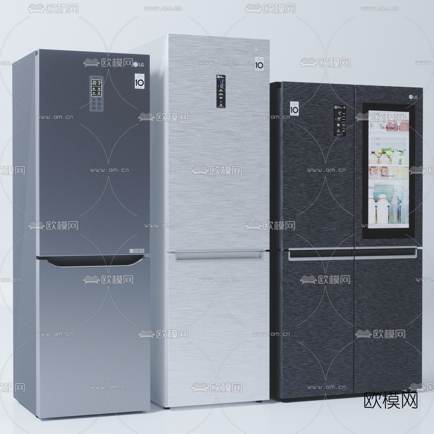 现代智能冰箱组合3d模型