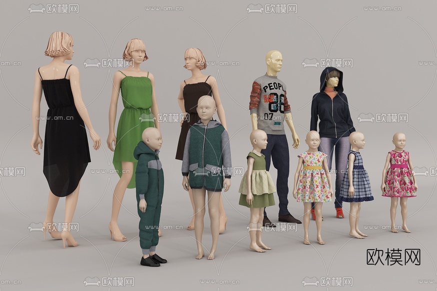 现代服装模特人物3d模型下载(渲染图1)