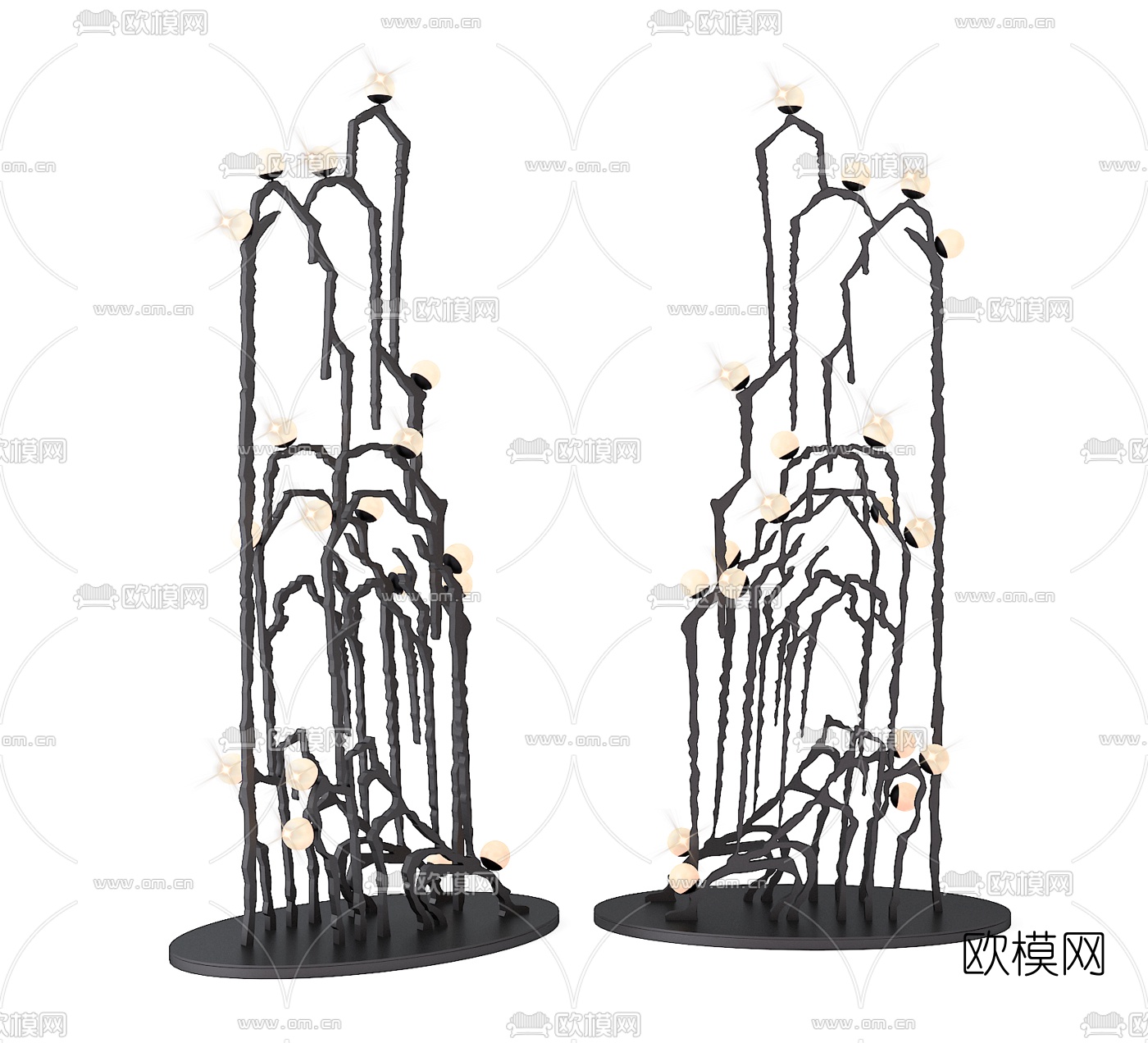 新中式山脉形落地灯3d模型