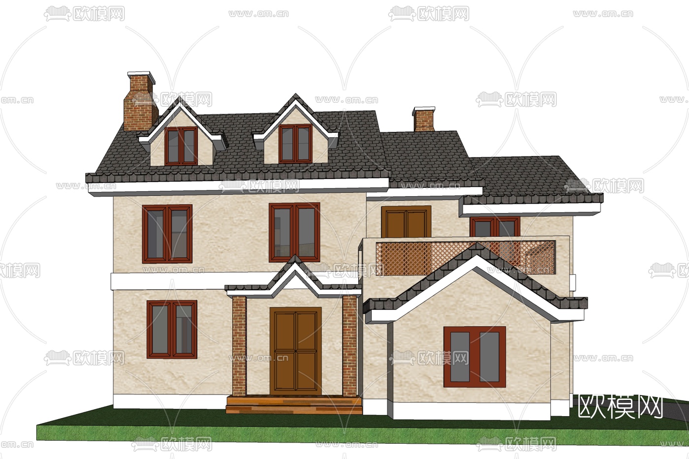 欧式别墅免费su模型下载