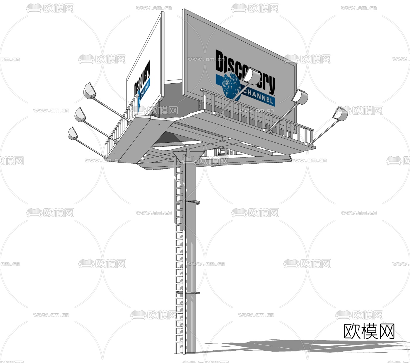 现代广告牌免费su模型-免费3dmax模型库-欧模网