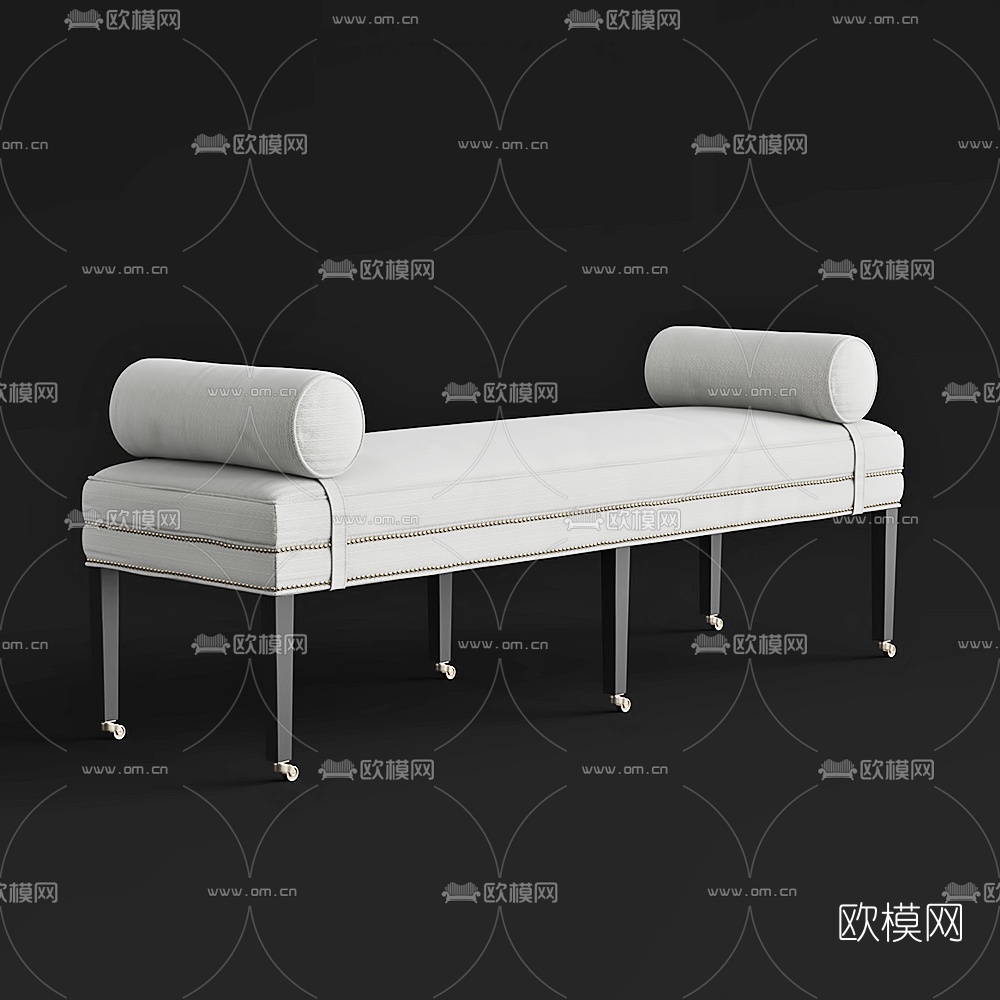 简欧床尾凳3d模型