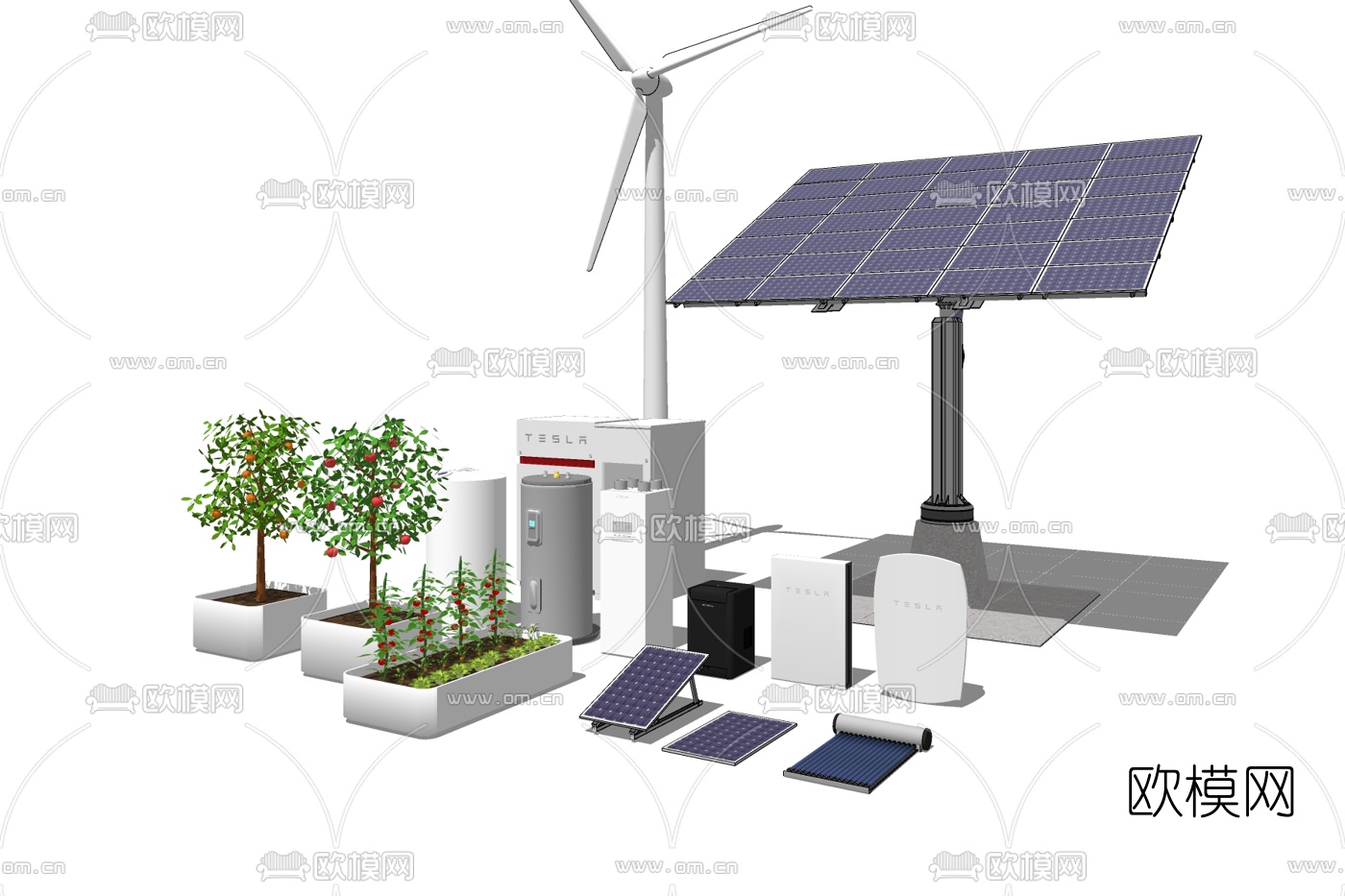 现代太阳能板免费su模型下载