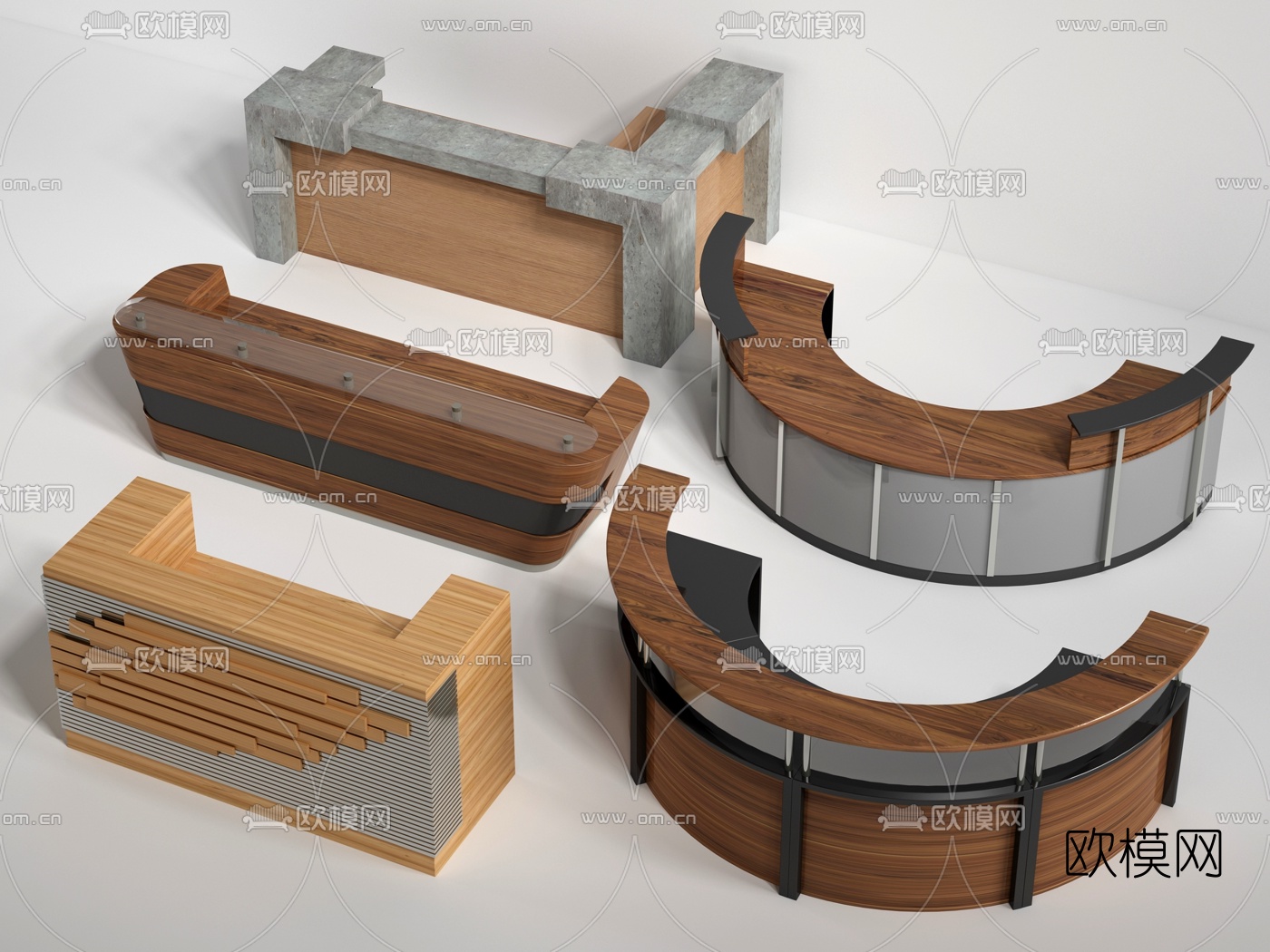 现代接待台台3d模型下载