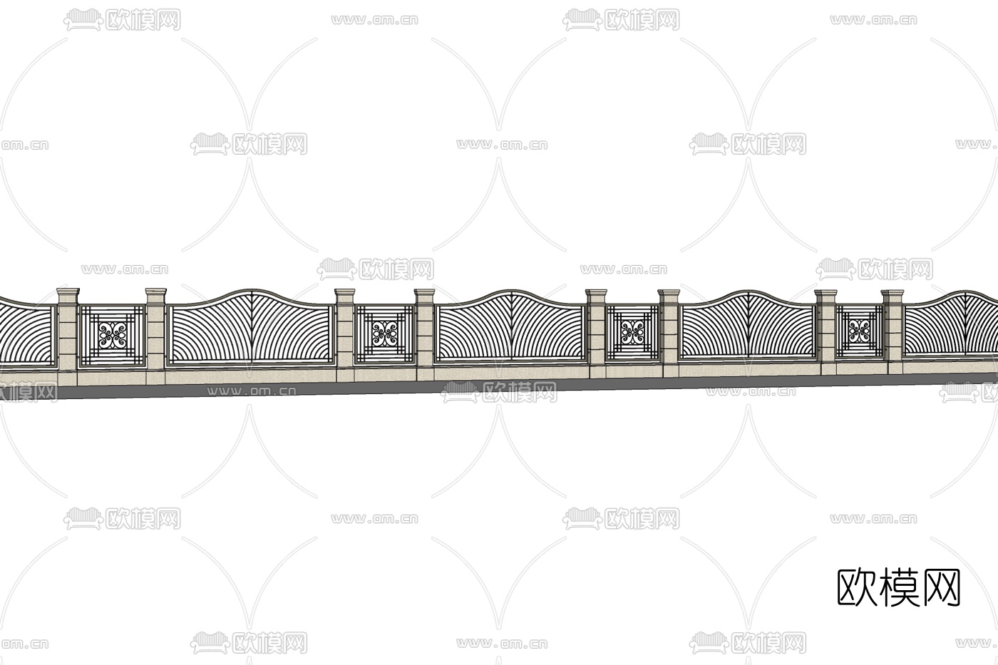 欧式铁艺护栏免费su模型下载