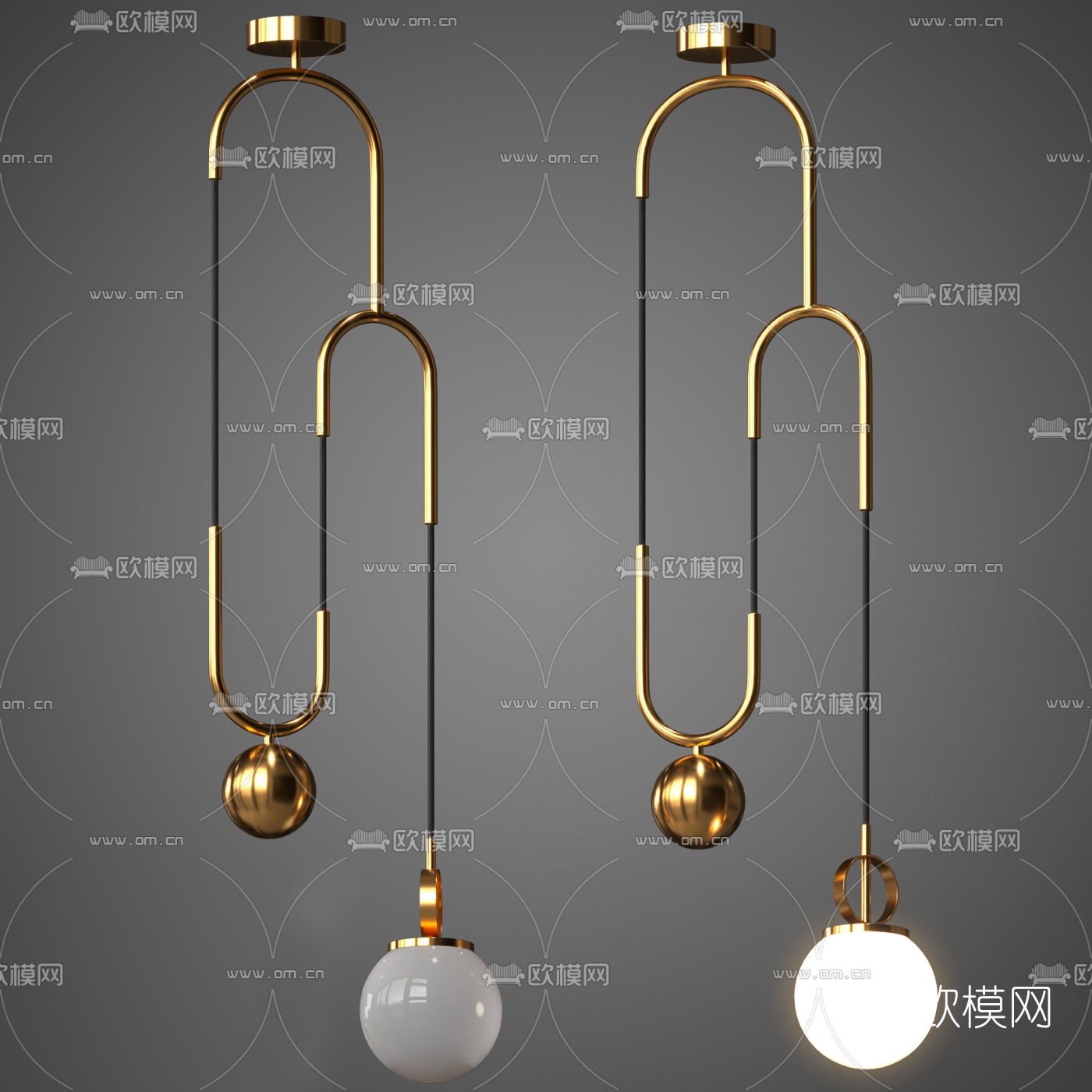 现代金属圆形吊灯3d模型