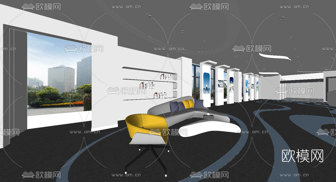 现代航空展厅su模型下载（渲染图2）