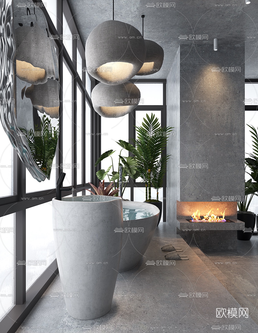 工业风卫生间浴室3d模型下载（渲染图2）