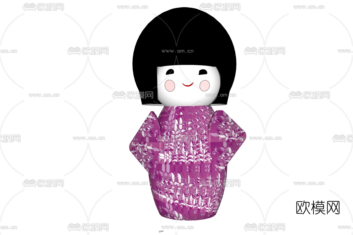 日式和服和服娃娃摆件免费su模型下载