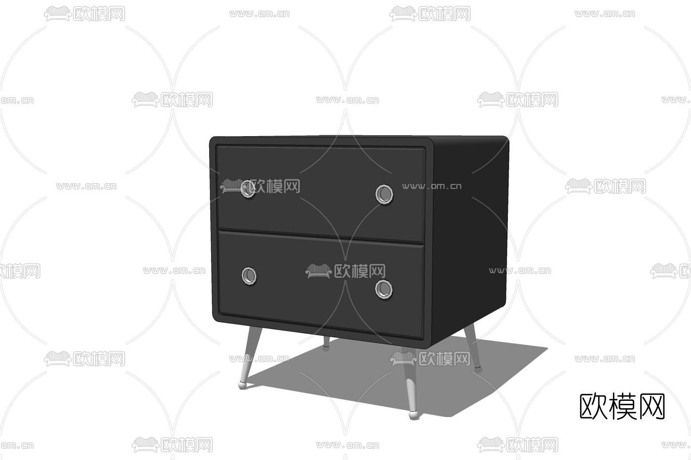 北欧实木床头柜免费su模型下载