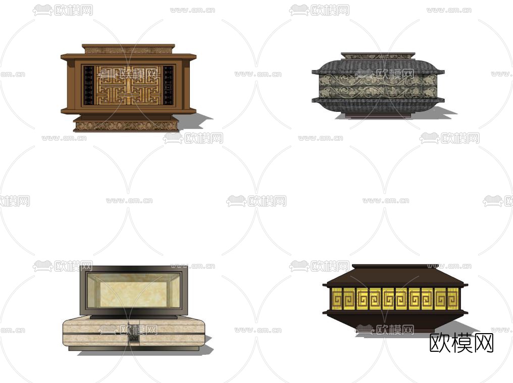 新中式草坪灯景观灯su模型下载