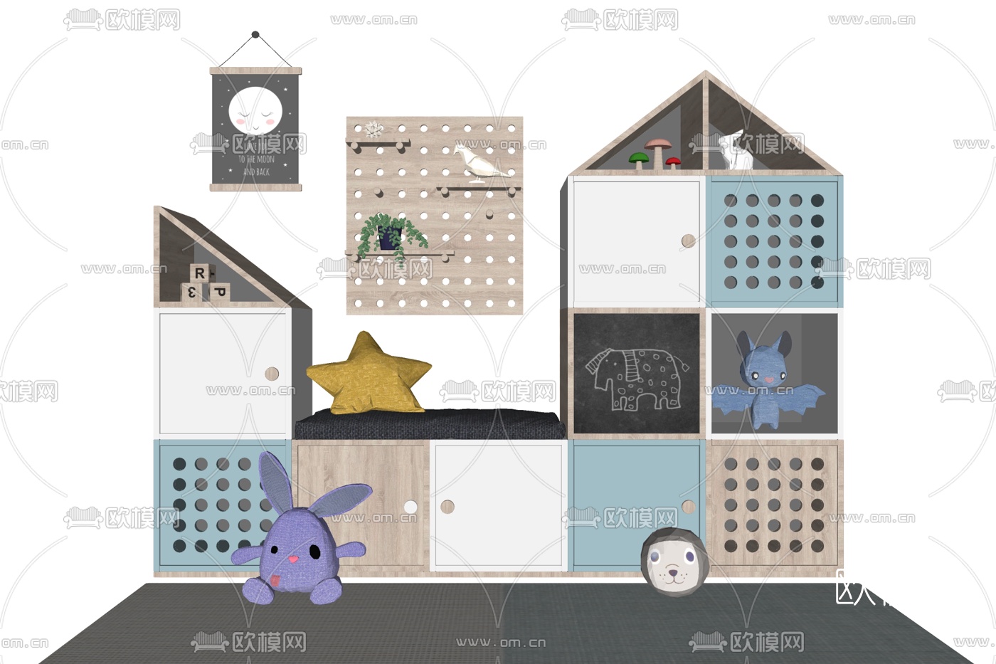 北欧儿童储物柜免费su模型下载