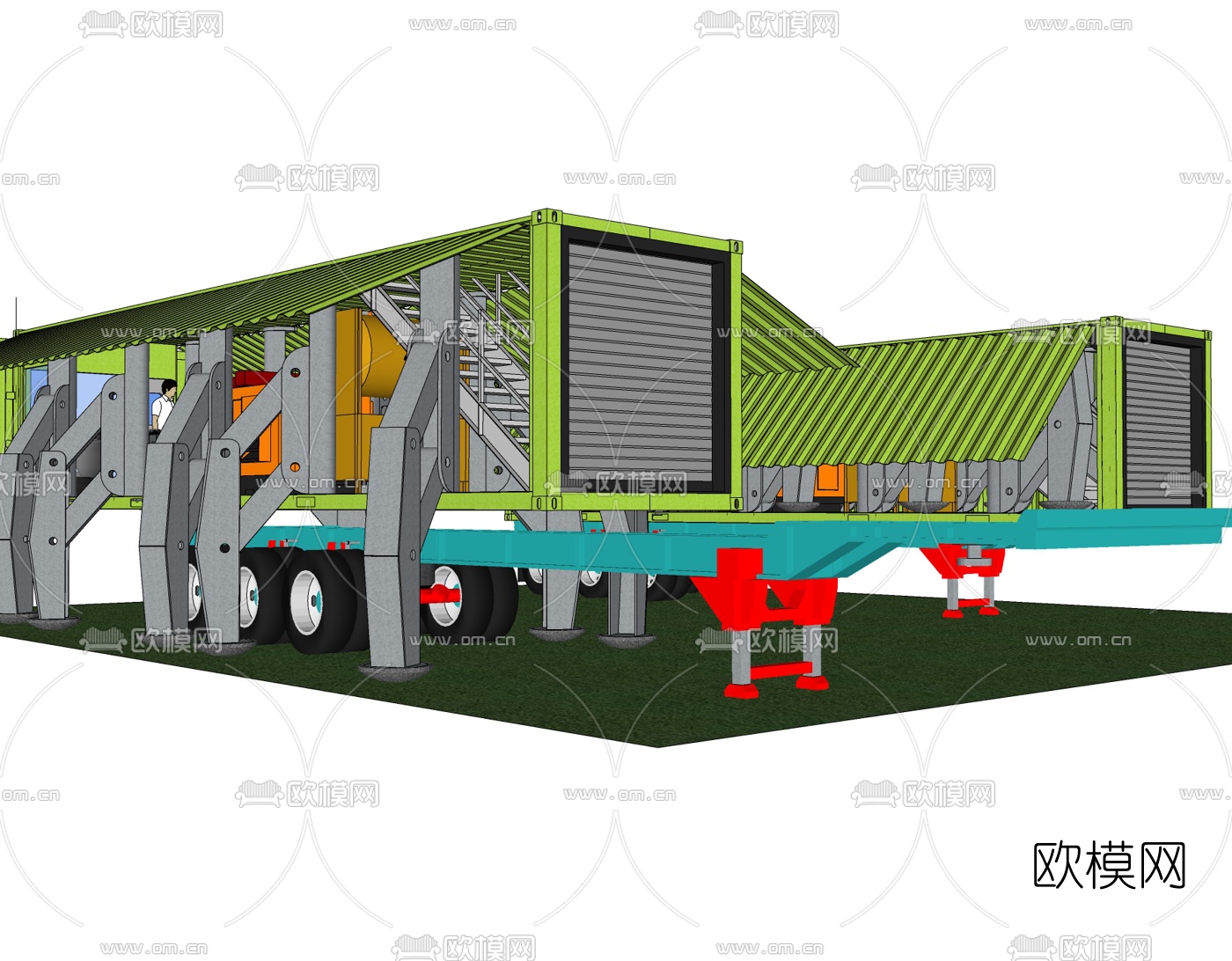 工业风集装箱住宅免费su模型下载
