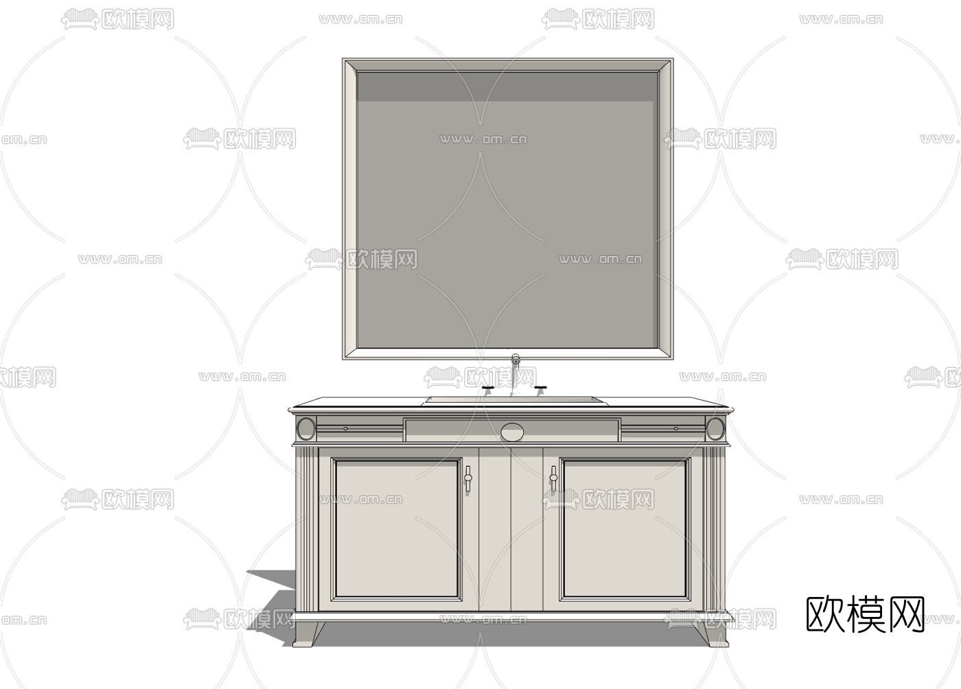 欧式洗手台盆免费su模型下载