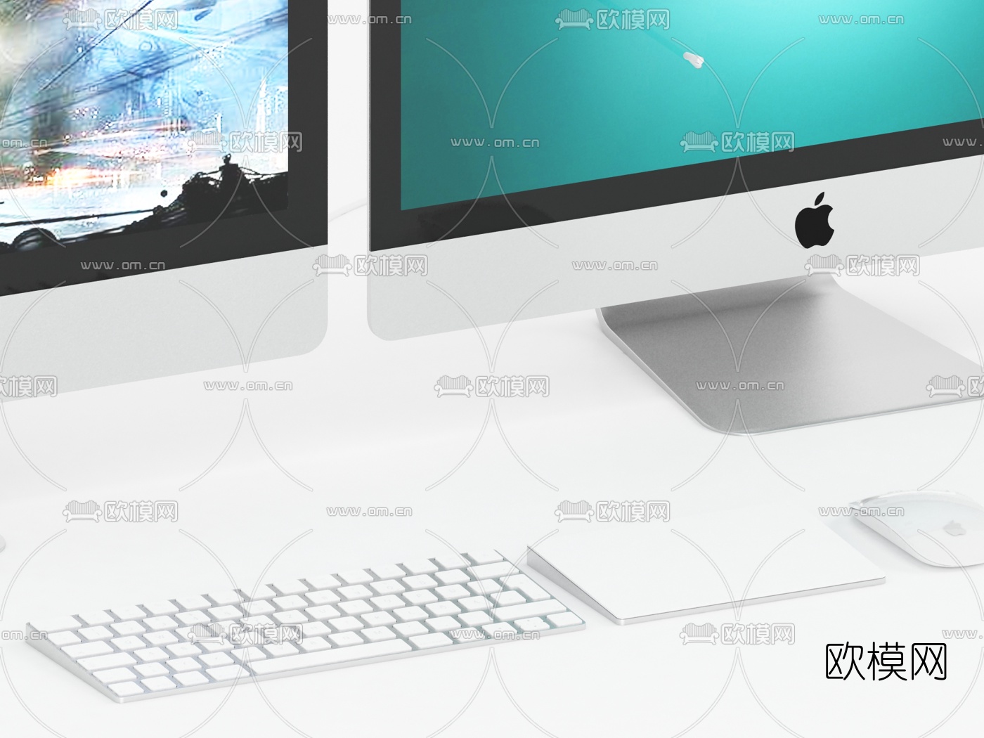 现代苹果电脑显示器3d模型下载（渲染图2）