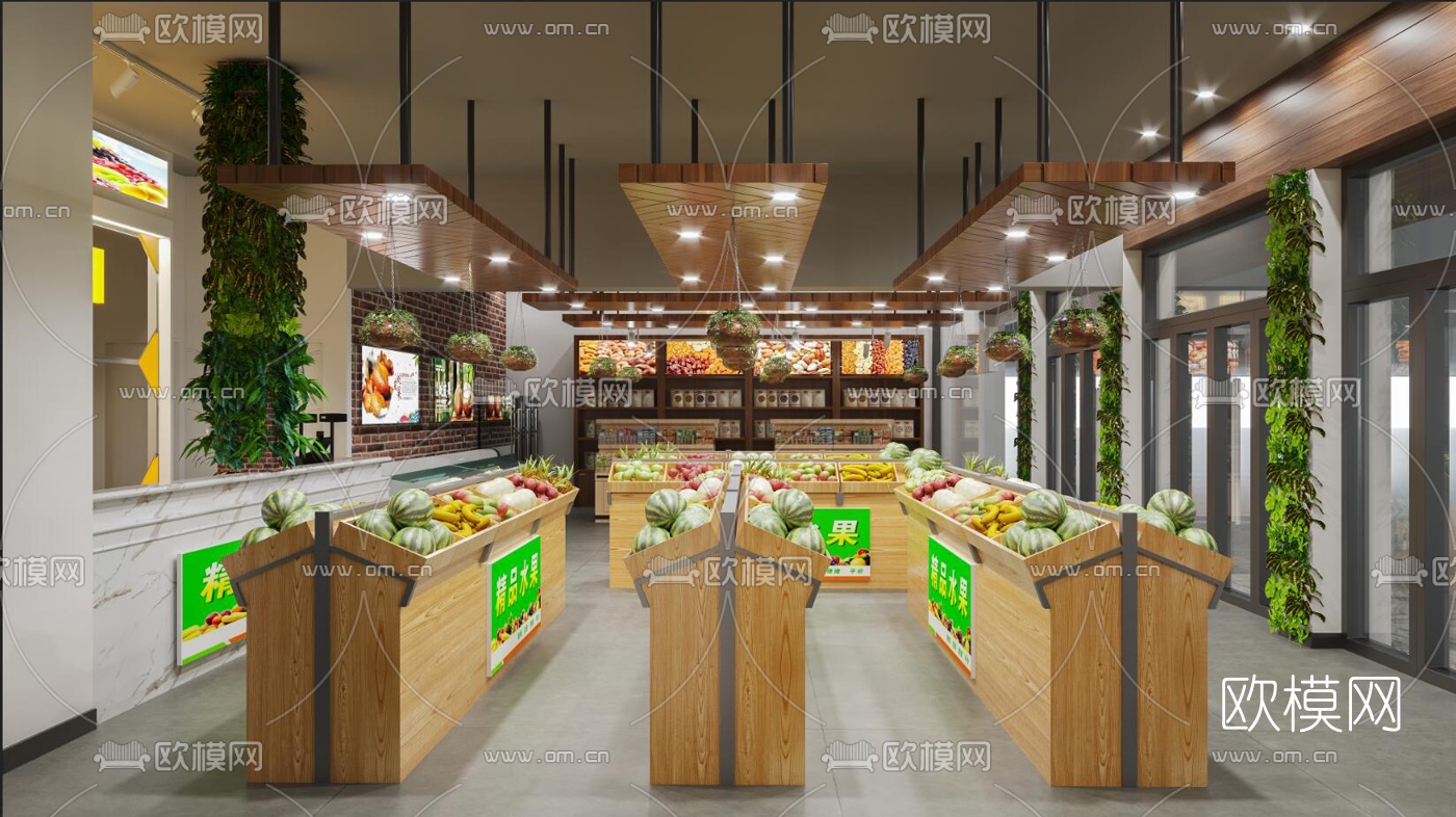 现代水果店3d模型下载（渲染图1）