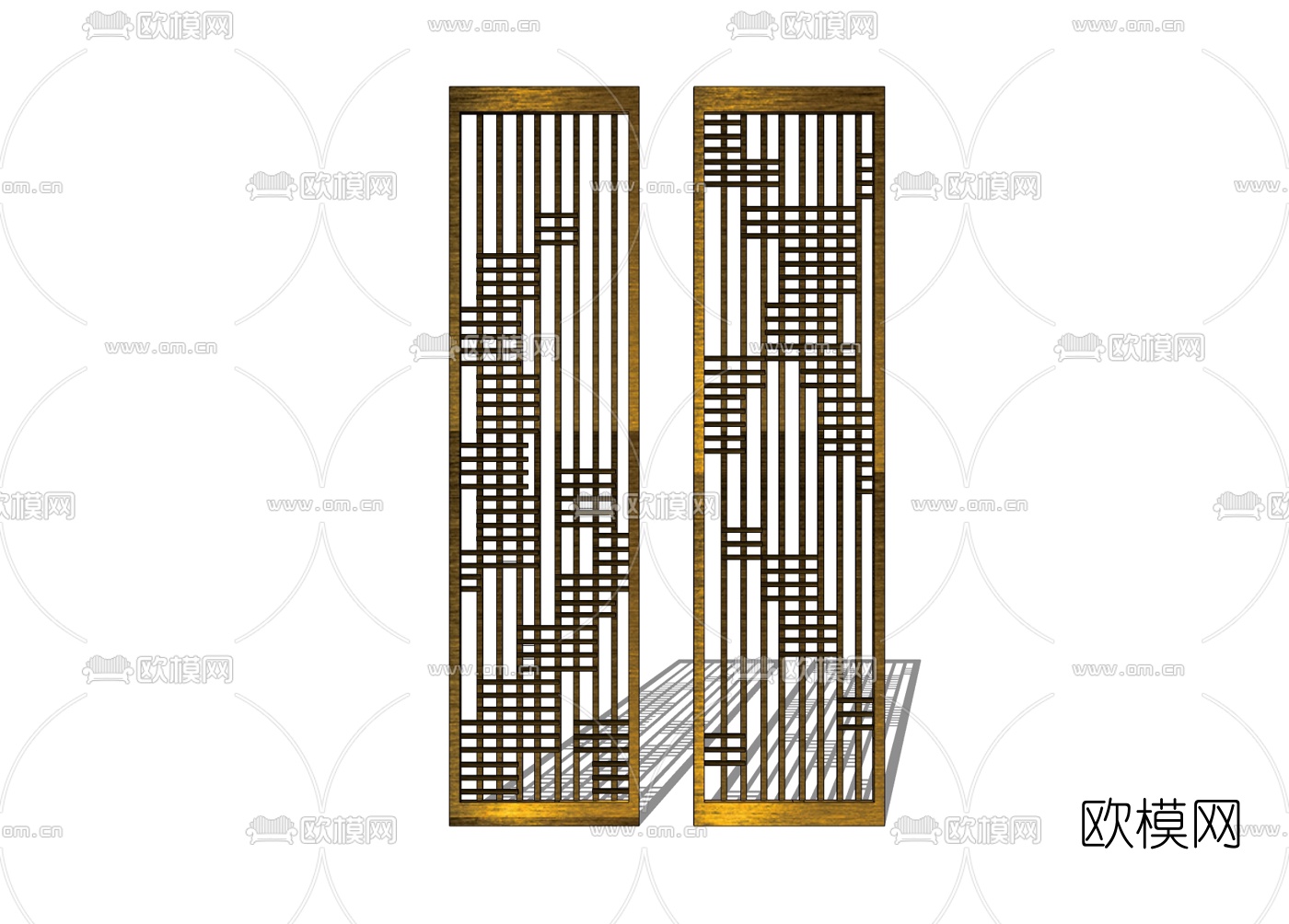 中式屏风隔断免费su模型下载