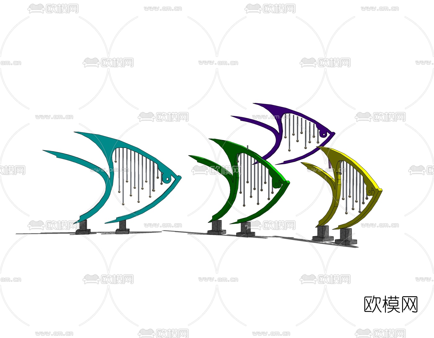 现代雕塑小品免费su模型下载