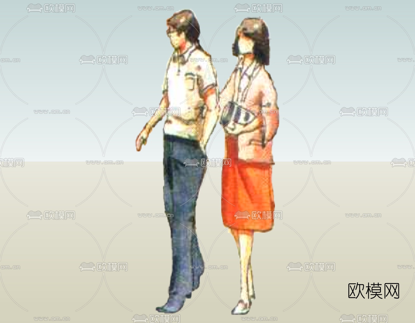 现代2d手绘人物组件免费su模型