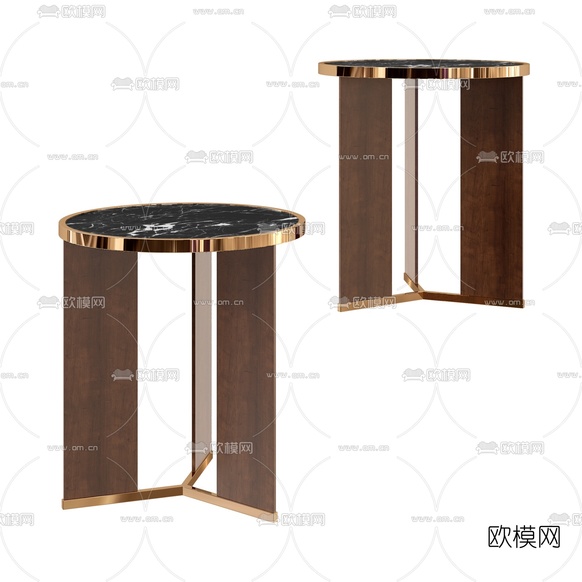 现代轻奢金属边几圆几3d模型下载