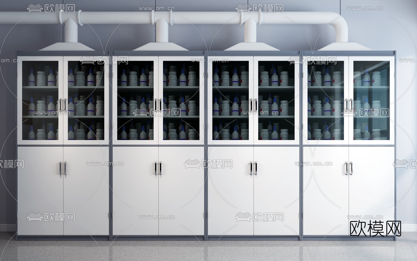 现代全钢药品柜3d模型下载（渲染图1）