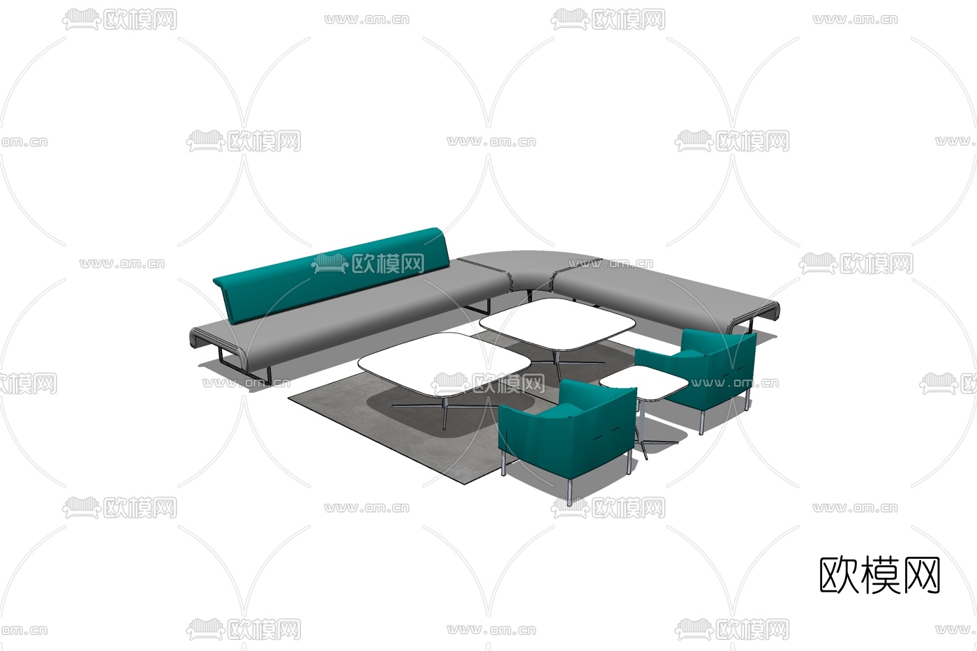 现代办公沙发免费su模型下载
